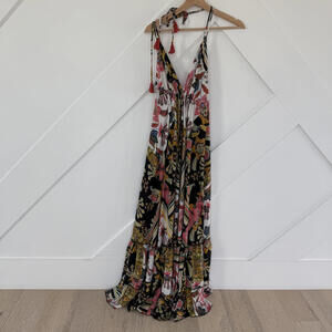 Karma Highway Floral Viscose Maxi Dress with Tassel Straps